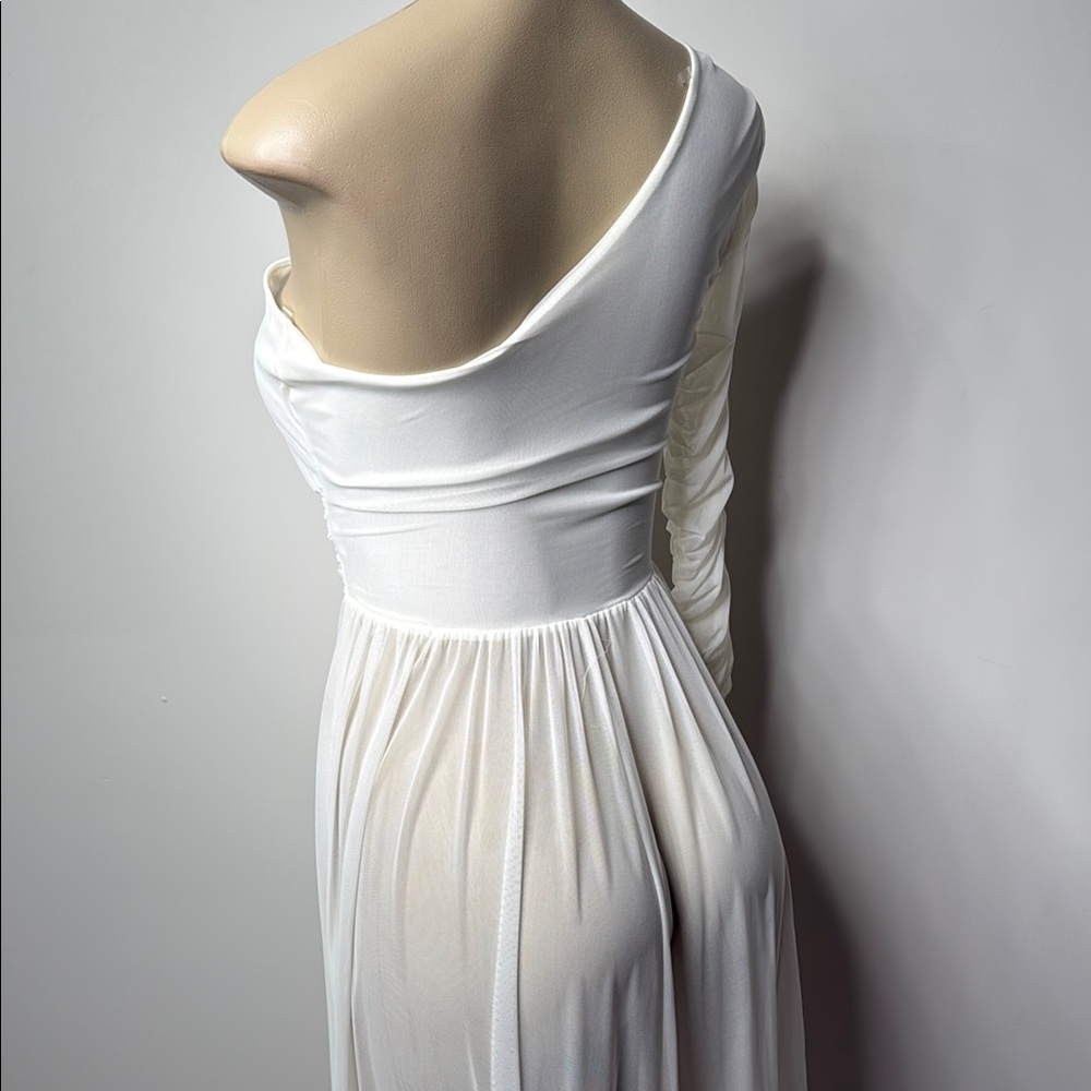 A3 Design White One-Shoulder Ruched Top - Picture 7 of 11